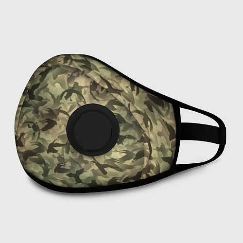 Маска с клапаном Камуфляж с утками / 3D-Черный – фото 2
