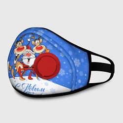 Маска с клапаном Санта Клаус с оленями, цвет: 3D-красный — фото 2
