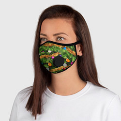 Маска с клапаном Живая новогодняя ёлка, цвет: 3D-черный