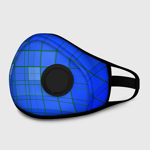 Маска с клапаном Геометрия синяя 3D / 3D-Черный – фото 2