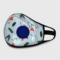 Маска с клапаном Снеговики и ягодки, цвет: 3D-синий — фото 2