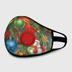 Маска с клапаном Новогодний принт на елке, цвет: 3D-красный — фото 2