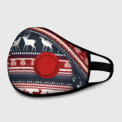 Маска с клапаном Олени белые и красные свитер новогодний, цвет: 3D-красный — фото 2