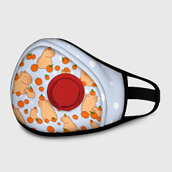 Маска с клапаном Мем капибара и мандарины, цвет: 3D-красный — фото 2