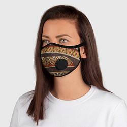 Маска с клапаном Зимний узор с галстуком, цвет: 3D-черный