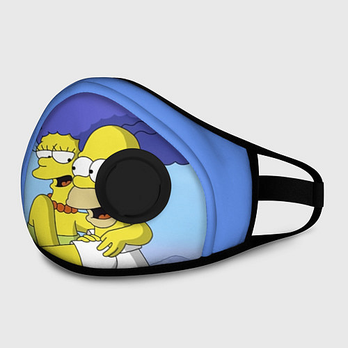Маска с клапаном Гомер и Мардж / 3D-Черный – фото 2