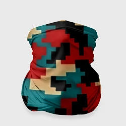 Бандана-труба Камуфляж пиксельный: красный/голубой, цвет: 3D-принт