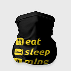 Бандана-труба Eat Sleep Mine Repeat, цвет: 3D-принт