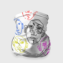 Бандана-труба Цветные лица, цвет: 3D-принт
