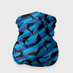 Бандана-труба Черные акулы паттерн, цвет: 3D-принт