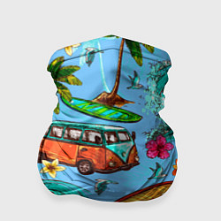Бандана-труба Пальмы, волны, серфинг, цвет: 3D-принт