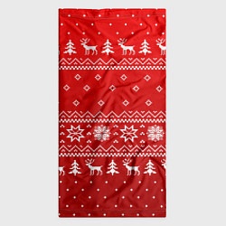 Бандана-труба Красный узор с оленями, цвет: 3D-принт — фото 2
