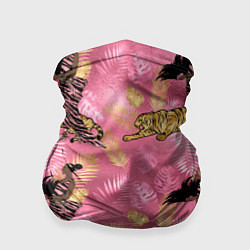 Бандана-труба Девушка с тиграми паттерн, цвет: 3D-принт