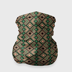 Бандана-труба Абстракция из черных, зеленых и бежевых квадратов, цвет: 3D-принт