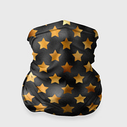 Бандана-труба Золотые звезды на черном, цвет: 3D-принт