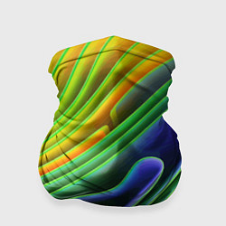 Бандана-труба Цветные неоновые полосы Абстракция Color neon patt, цвет: 3D-принт