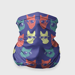Бандана-труба Кот в очках орнамент, цвет: 3D-принт