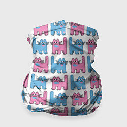 Бандана-труба Пиксельные коты: розовый и голубой, паттерн, цвет: 3D-принт