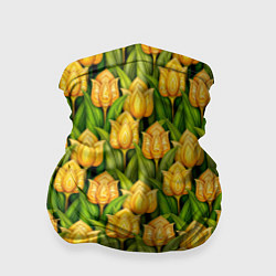 Бандана-труба Желтые тюльпаны паттерн, цвет: 3D-принт