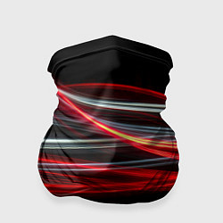 Бандана-труба Волнообразные линии неона - Красный, цвет: 3D-принт