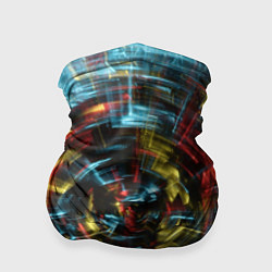 Бандана-труба Абстрактные шарообразные лучи - Жёлтый и красный, цвет: 3D-принт
