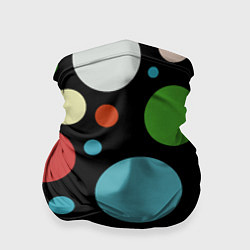 Бандана-труба Разноцветные круги на чёрном фоне, цвет: 3D-принт