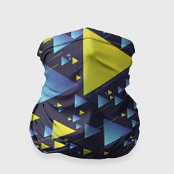 Бандана-труба Абстракция Из Жёлтых и Синих Треугольников На Тёмн, цвет: 3D-принт