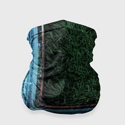 Бандана-труба Абстрактные лёд и трава - Синезелёный, цвет: 3D-принт