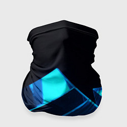 Бандана-труба Неоновые объёмный куб - Синий, цвет: 3D-принт
