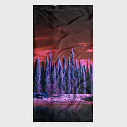 Бандана-труба Абстрактный фиолетовый лес и тёмная река, цвет: 3D-принт — фото 2