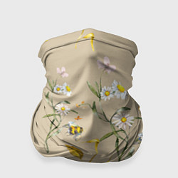 Бандана-труба Нарисованные Цветы Ромашки и Пчёлы, цвет: 3D-принт