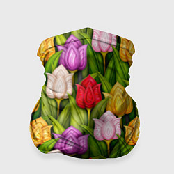 Бандана Объемные разноцветные тюльпаны