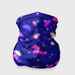 Бандана-труба Неоновые зонтики на фиолетовом фоне, цвет: 3D-принт