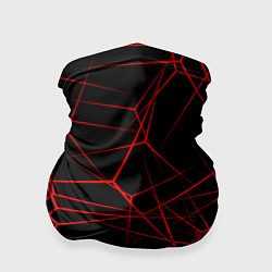 Бандана-труба Красные линии на черном фоне, цвет: 3D-принт