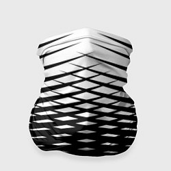 Бандана-труба Черно-белая симметричная сетка из треугольников, цвет: 3D-принт