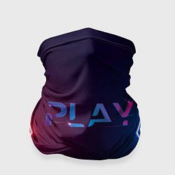 Бандана-труба Play неоновые буквы и красно синие полосы, цвет: 3D-принт