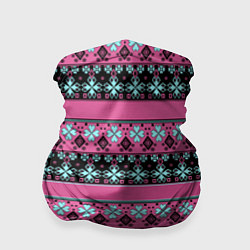 Бандана-труба Черно-розовый скандинавский орнамент, цвет: 3D-принт