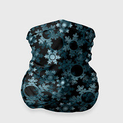 Бандана-труба Новогодний рождественский темно синий узор со снеж, цвет: 3D-принт