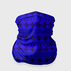 Бандана-труба Скандинавский орнамент Синий кобальт, цвет: 3D-принт