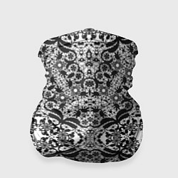 Бандана-труба Черно-белый ажурный кружевной узор, цвет: 3D-принт