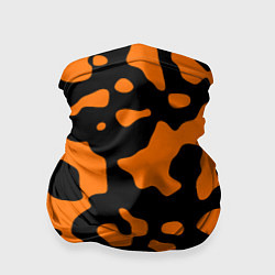 Бандана-труба Чёрные абстрактные пятна на оранжевом фоне, цвет: 3D-принт