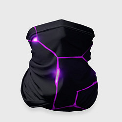 Бандана-труба Фиолетовые неоновые трещины, цвет: 3D-принт