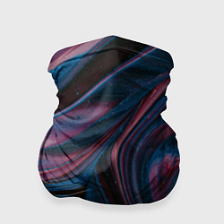 Бандана-труба Абстрактные фиолетовые и синие волны с блёстками, цвет: 3D-принт
