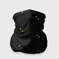 Бандана-труба Эстетика Черный кот на темном фоне, цвет: 3D-принт