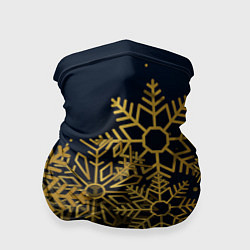 Бандана-труба Золотые снежинки, цвет: 3D-принт