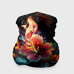 Бандана-труба Огненный цветок на темном фоне, цвет: 3D-принт