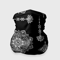 Бандана-труба Паттерн с орнаментом мандалы на черном фоне, цвет: 3D-принт