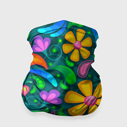 Бандана-труба Мандала на энергию - цветы, цвет: 3D-принт