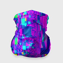 Бандана-труба Неоновые розовые и голубые светящиеся кубики, цвет: 3D-принт