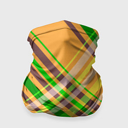 Бандана-труба Желто-зеленый геометрический ассиметричный узор, цвет: 3D-принт